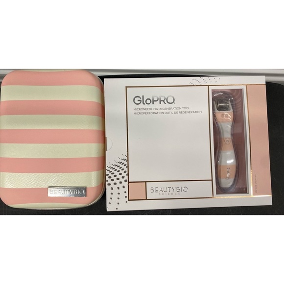 Glopro micro needling facial tool stripe pink with matching storage case - Picture 1 of 5